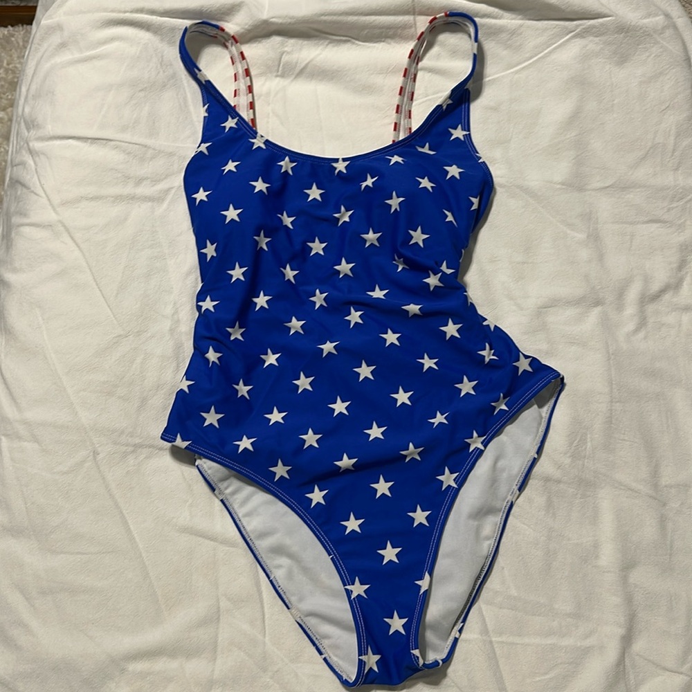 PacSun Blue and White Star One Piece Swimsuit